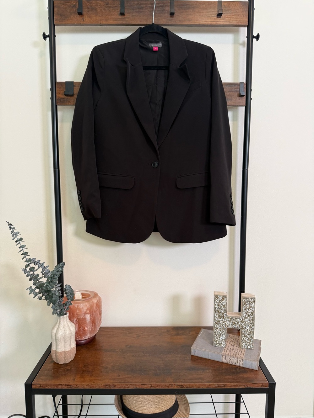 Vince Camuto Black One Button Blazer Women’s Small Tailored Career Jacket